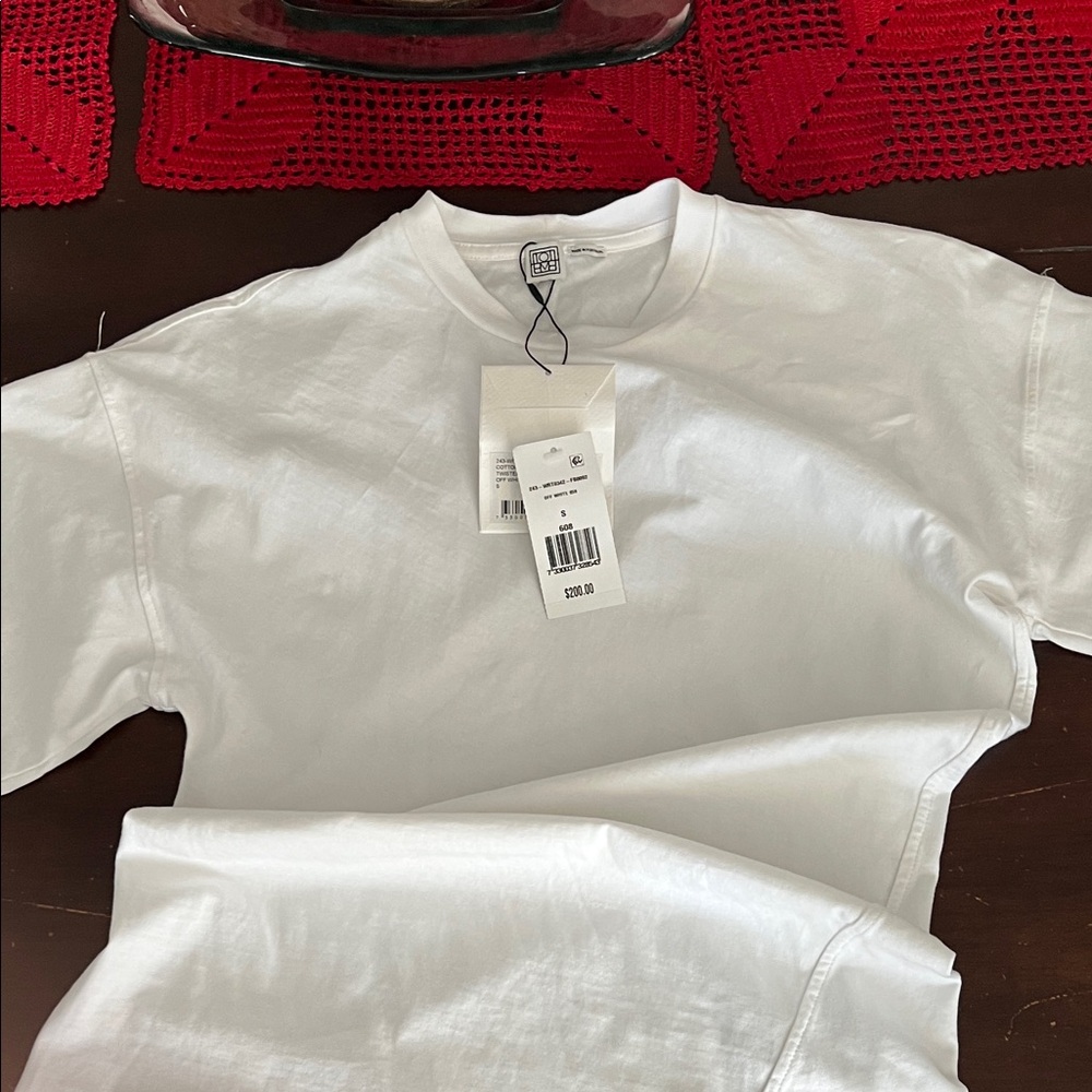 Toteme twisted jersey tee top off White Short Sleeve organic cotton small